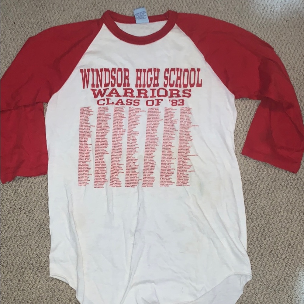 Vintage Windsor Higb School White T-Shirt with Windsor Warriors Graphic